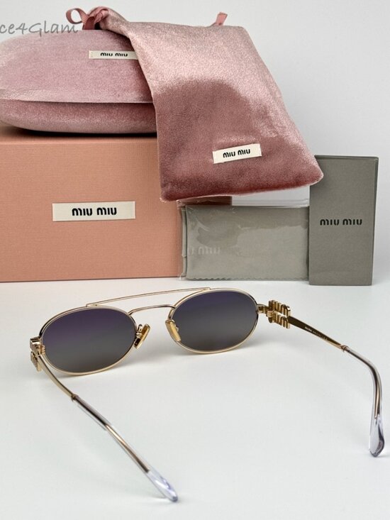 Miu Miu Women Sunglasses Gold Grey Grad Mirror Pilot MU54ZS 5AK30C NEW AUTHENTI main image 14